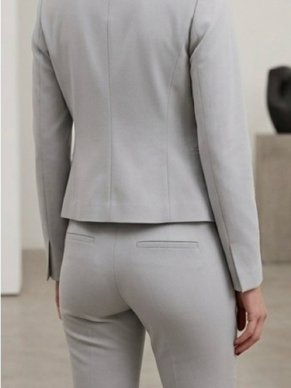 Patrizia Pepe Gray Slim-Fit Suit Pants | Mid-Rise Tailored Trousers Size 4 - Picture 2 of 6